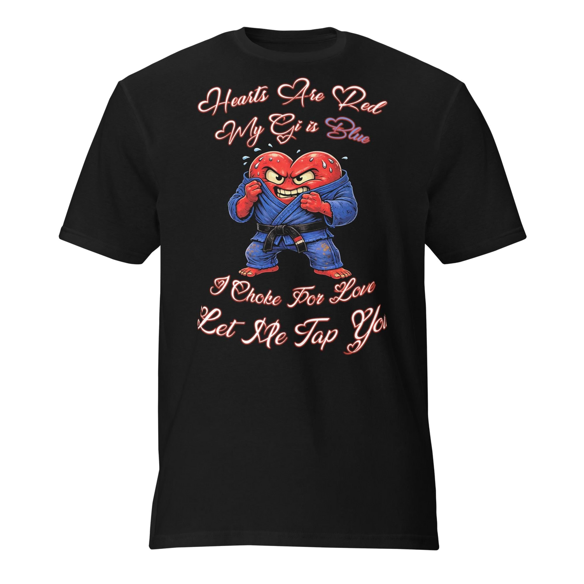 Hearts Are Red My Gi Is Blue BJJ Valentine's t-shirt in black