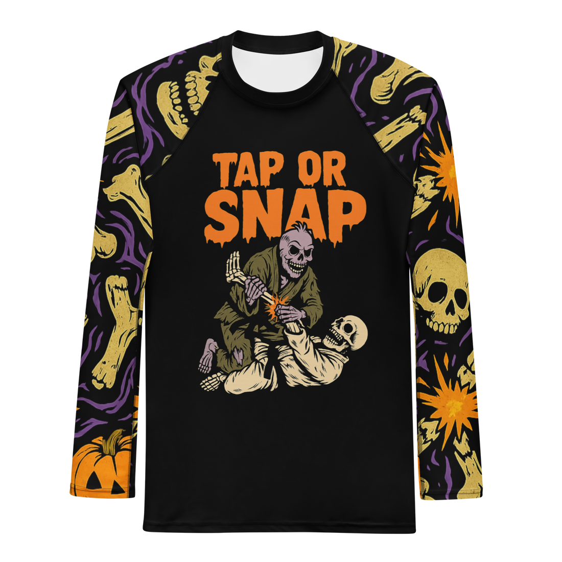 Tap or Snap Halloween rash guard for jiu jitsu by Holiday BJJ
