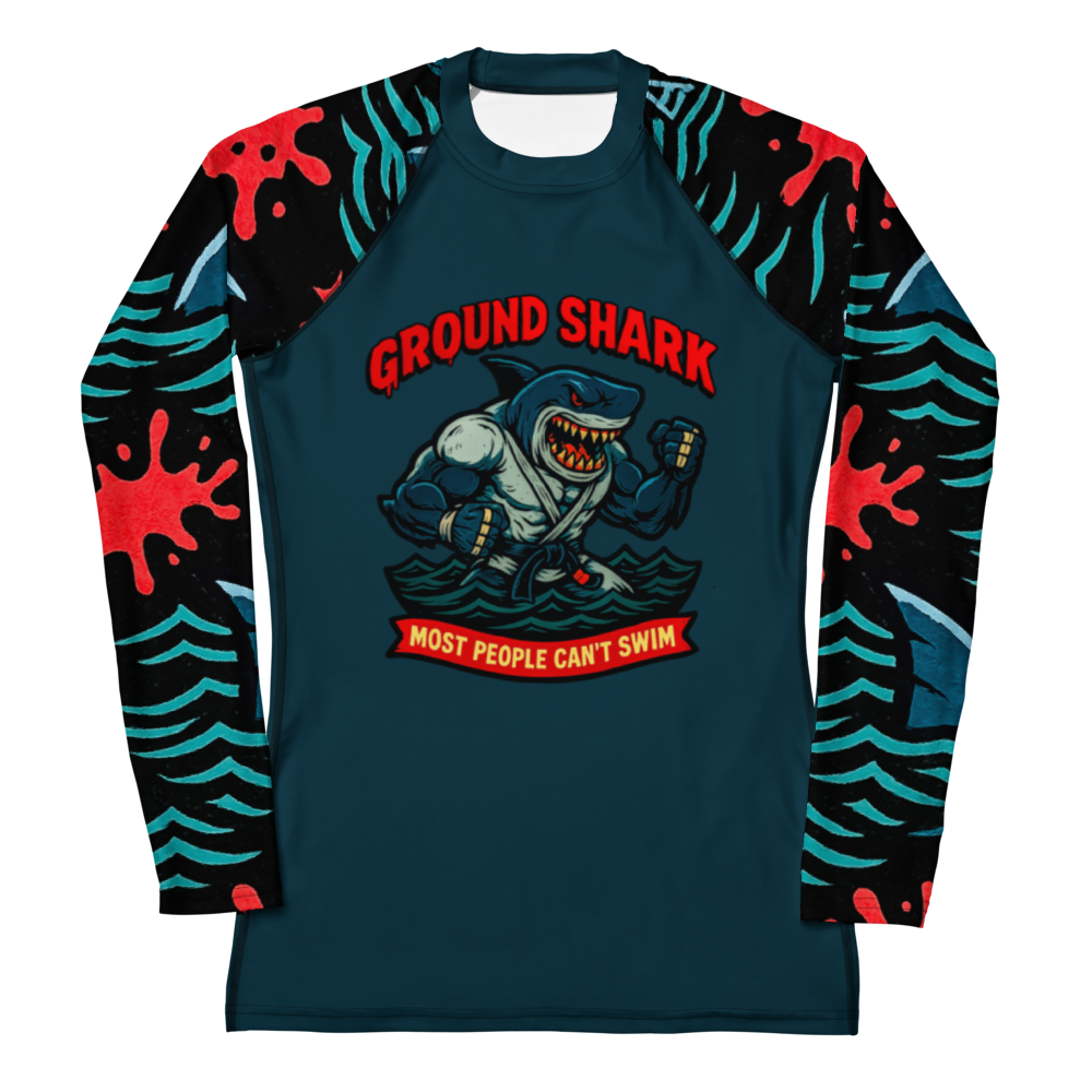 Ground Shark BJJ Halloween women's rash guard, front view