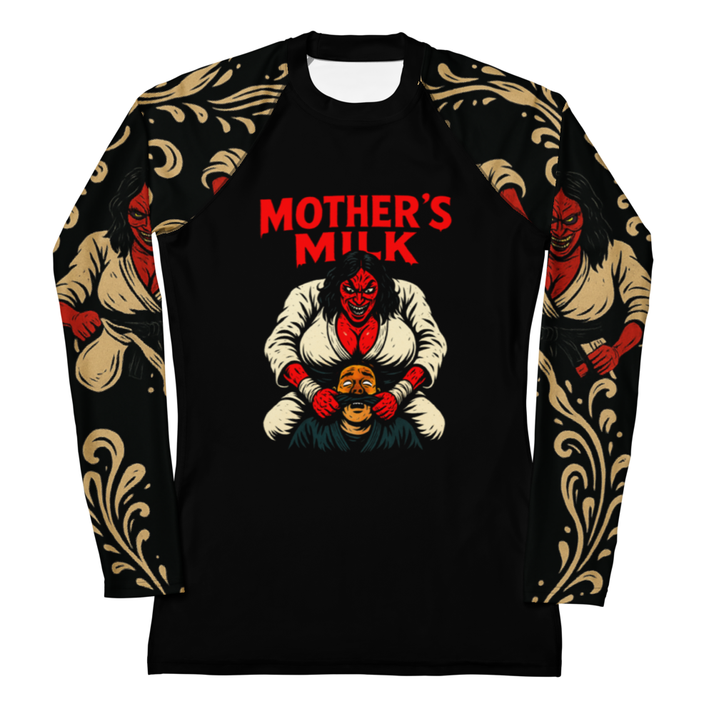 Mother's Milk BJJ Halloween women's rash guard, front view