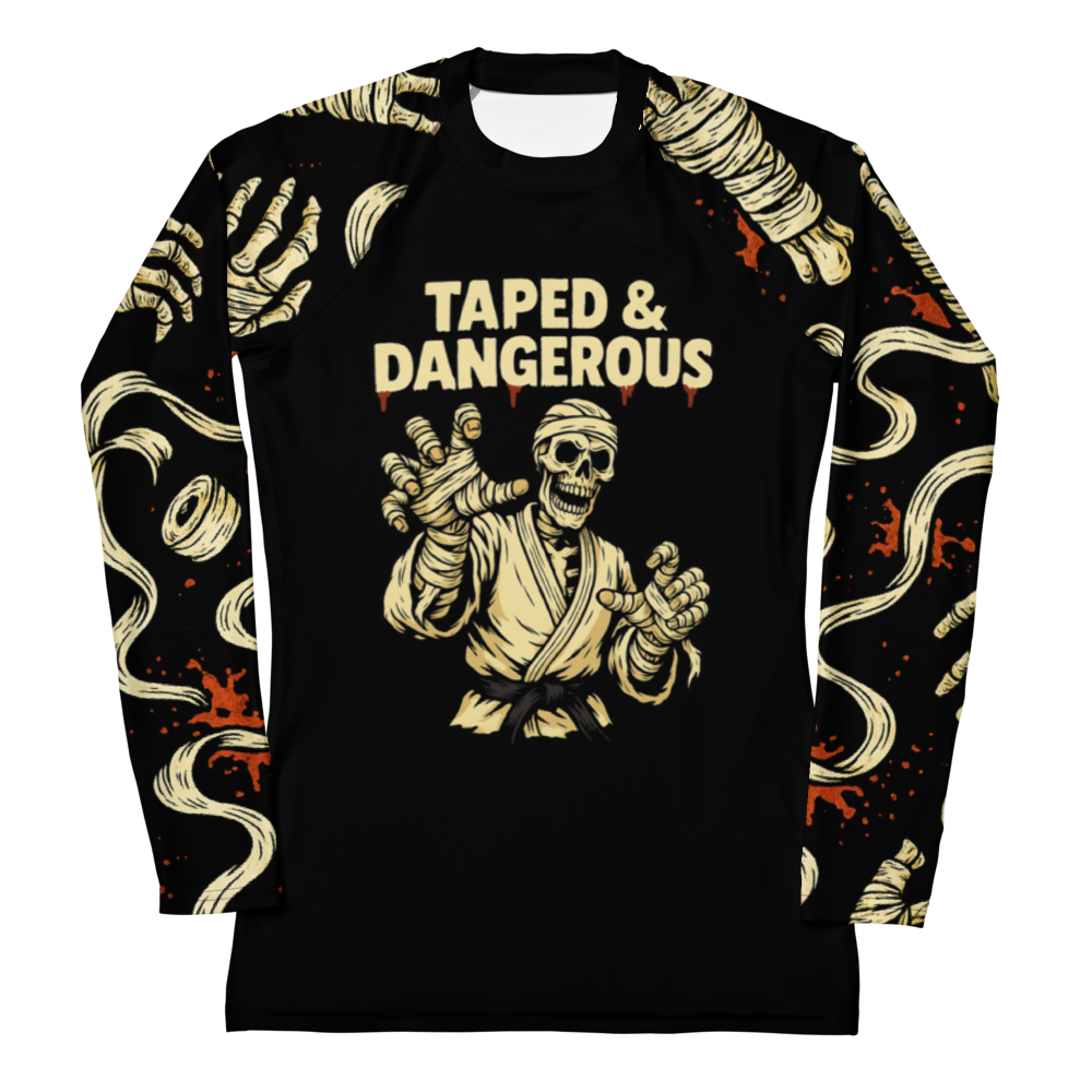 Taped & Dangerous BJJ Halloween women's rash guard, front view