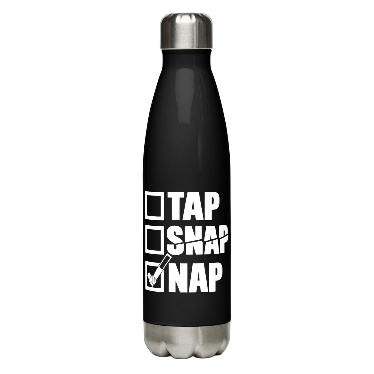 Tap Snap Nap funny BJJ water bottle