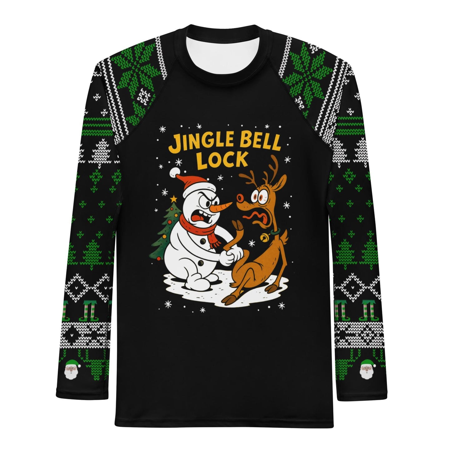Funny Jiu Jitsu Christmas Rash Guard, Jingle Bell Lock Mens BJJ No Gi Top, Jiu Jitsu Christmas Gift