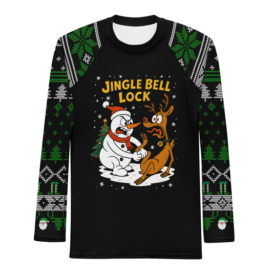 Funny Jiu Jitsu Christmas Rash Guard, Jingle Bell Lock Mens BJJ No Gi Top, Jiu Jitsu Christmas Gift