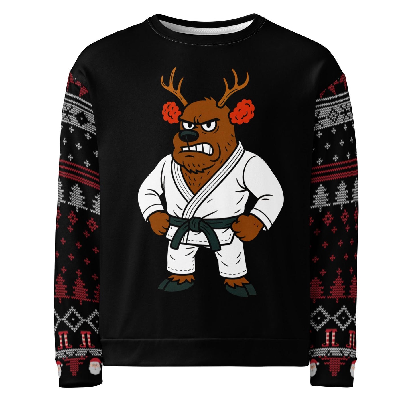 Funny Jiu Jitsu Christmas Sweater, Cauliflower Ear Reindeer BJJ Ugly Christmas Sweatshirt, Jiu Jitsu Christmas Gift