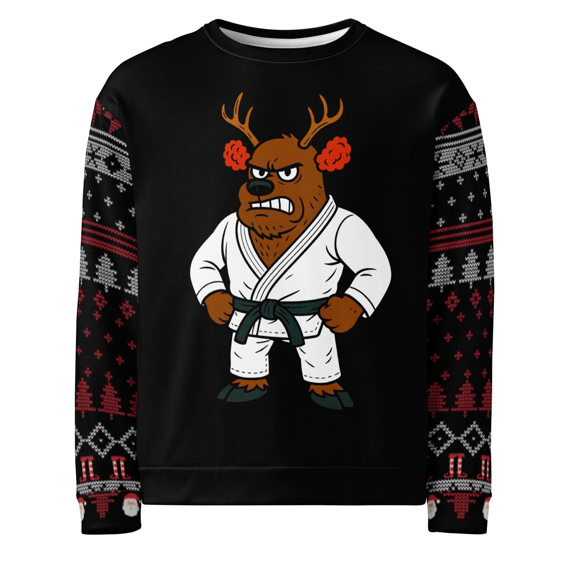 Funny Jiu Jitsu Christmas Sweater, Cauliflower Ear Reindeer BJJ Ugly Christmas Sweatshirt, Jiu Jitsu Christmas Gift