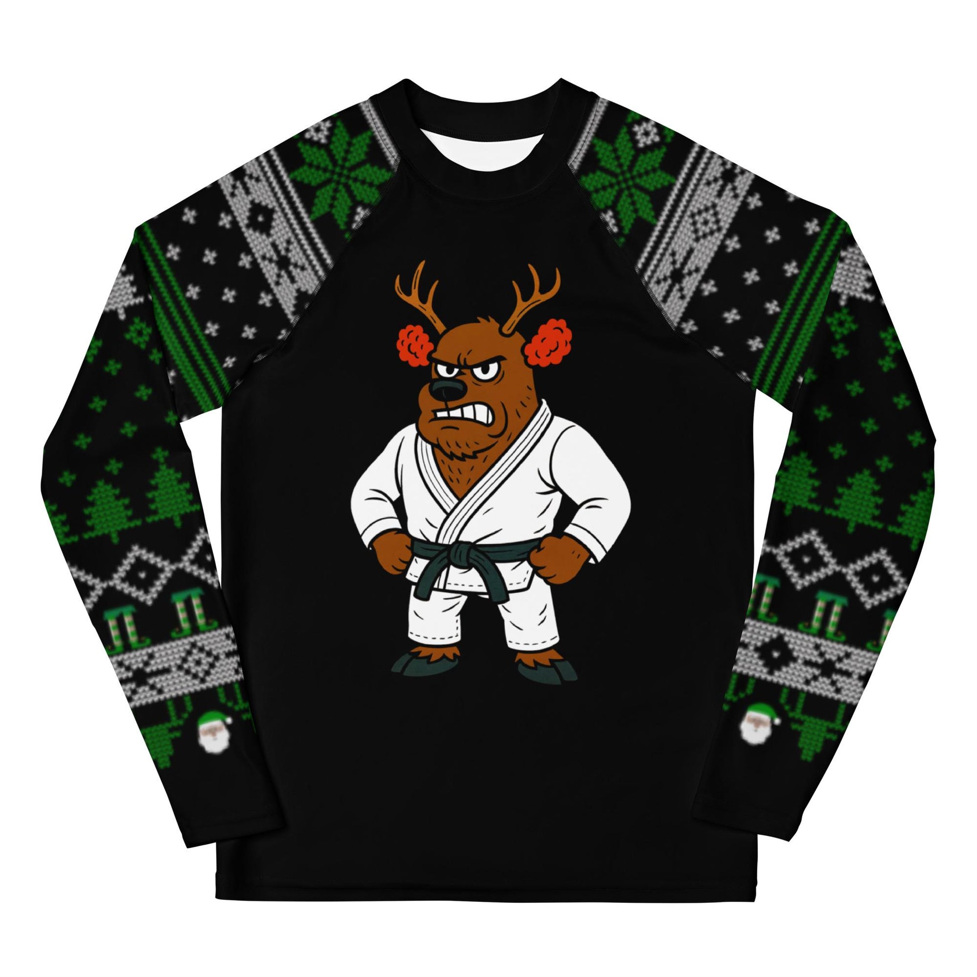 Funny Jiu Jitsu Christmas Kids Rash Guard, Cauliflower Ear Reindeer Youth BJJ Shirt, Jiu Jitsu Christmas Gift