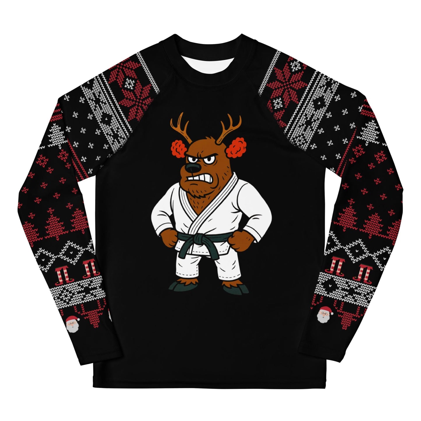 Funny Jiu Jitsu Christmas Kids Rash Guard, Cauliflower Ear Reindeer Youth BJJ Shirt, Jiu Jitsu Christmas Gift