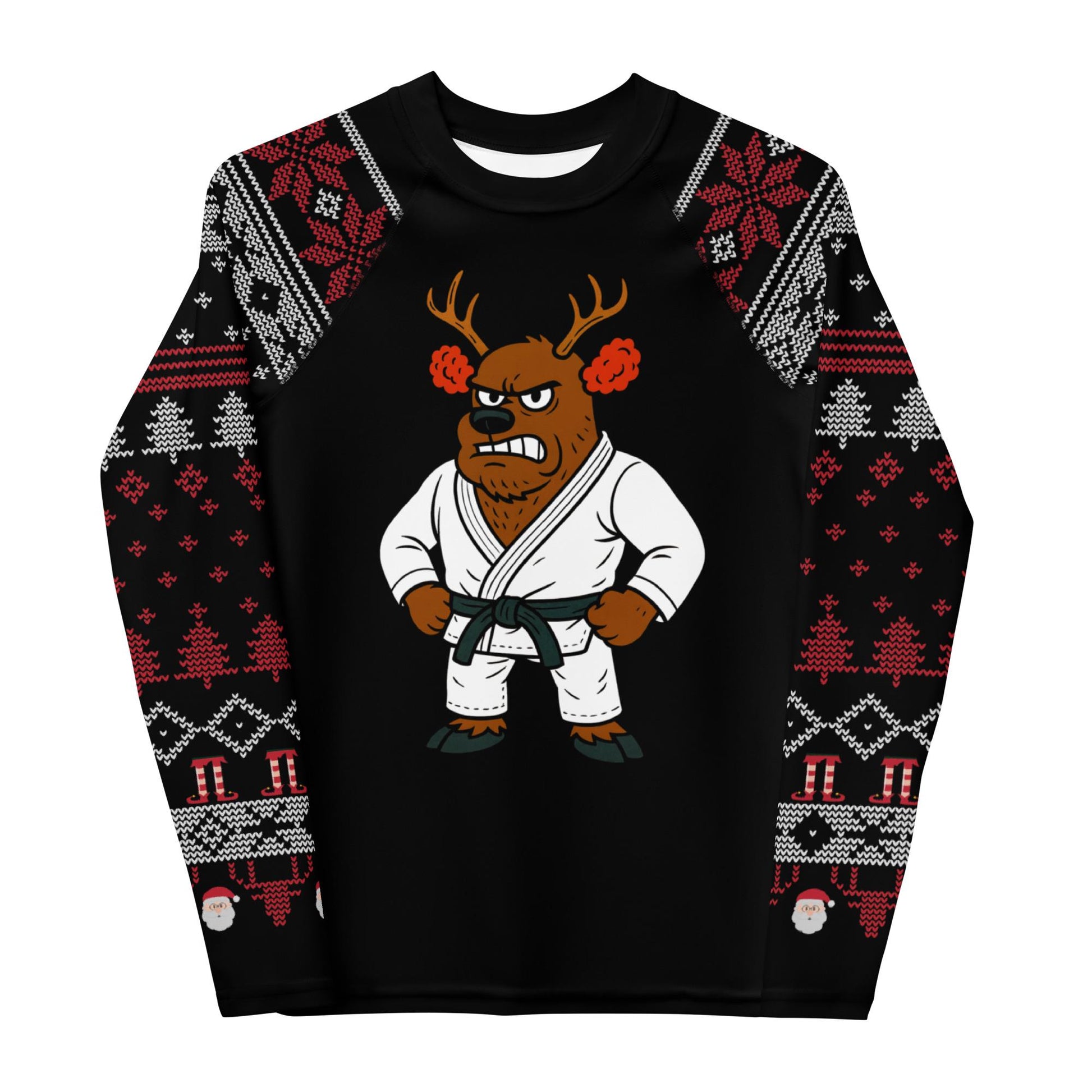 Funny Jiu Jitsu Christmas Kids Rash Guard, Cauliflower Ear Reindeer Youth BJJ Shirt, Jiu Jitsu Christmas Gift