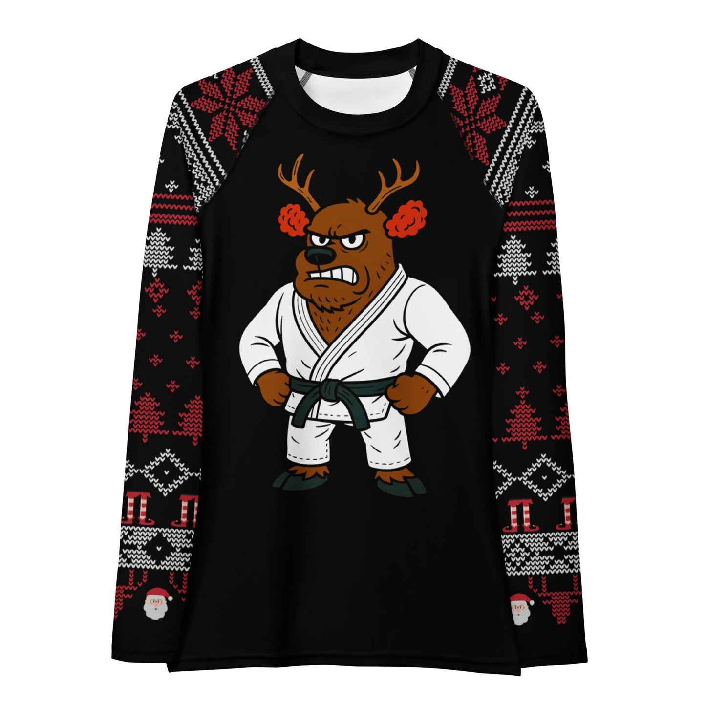Funny Jiu Jitsu Christmas Rash Guard, Cauliflower Ear Reindeer Womens BJJ No Gi Top, Jiu Jitsu Christmas Gift