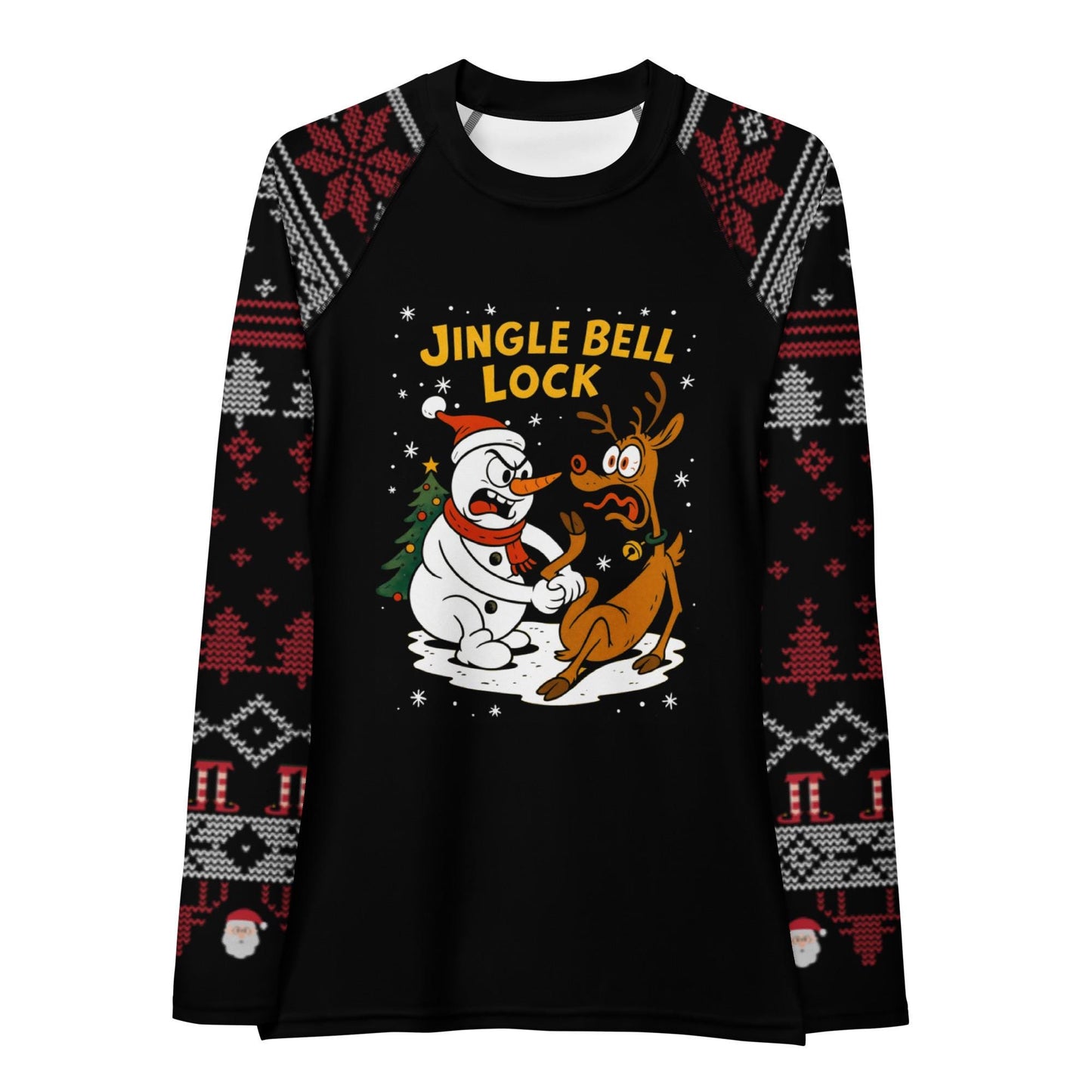 Funny Jiu Jitsu Christmas Rash Guard, Jingle Bell Lock Womens BJJ No Gi Top, Jiu Jitsu Christmas Gift