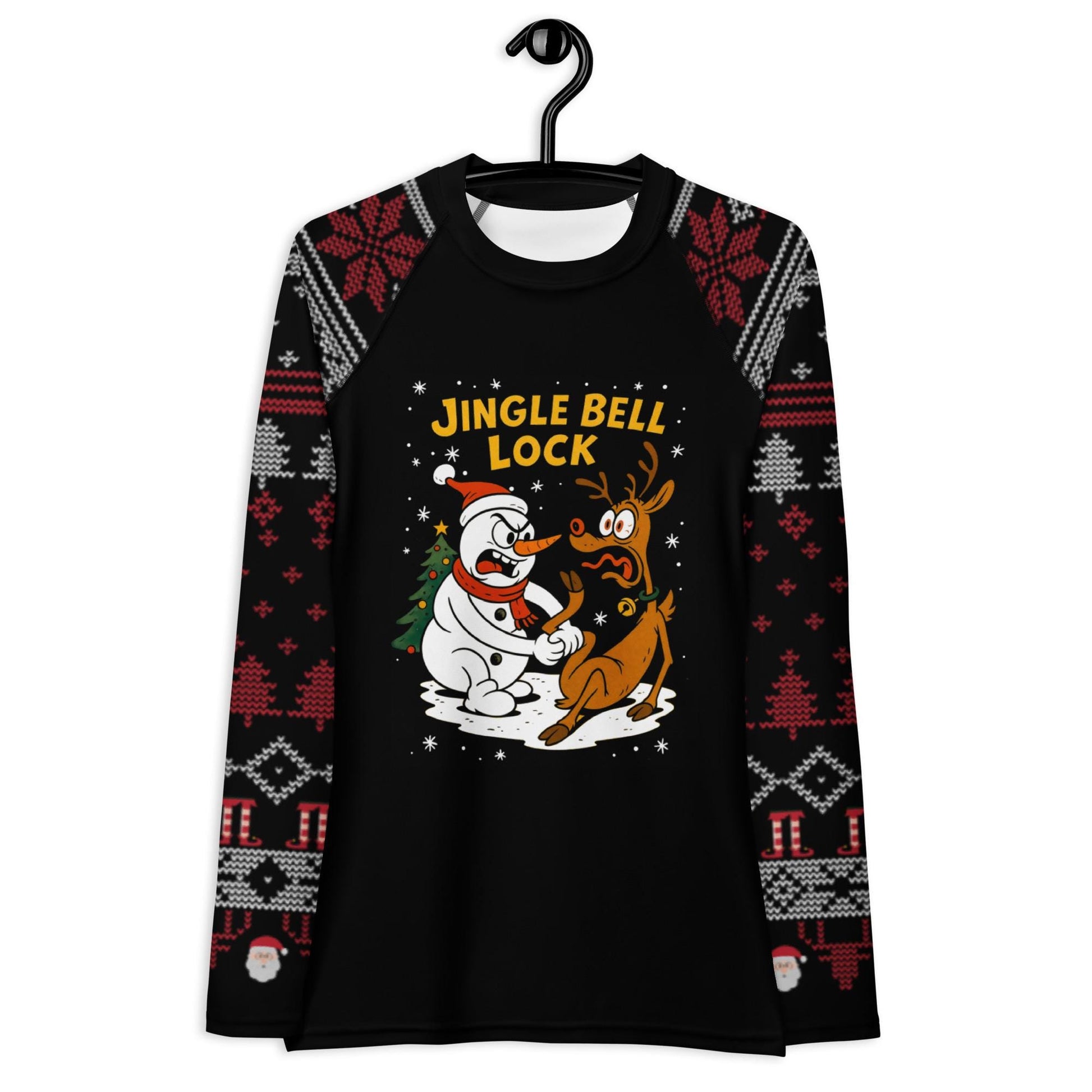 Funny Jiu Jitsu Christmas Rash Guard, Jingle Bell Lock Womens BJJ No Gi Top, Jiu Jitsu Christmas Gift