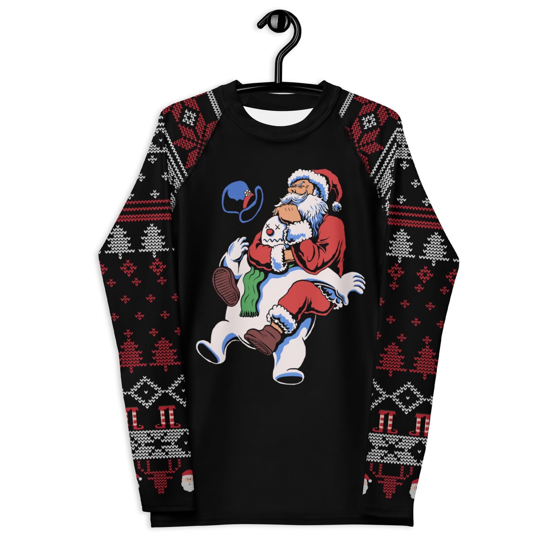Funny Jiu Jitsu Christmas Rash Guard, Santa Rear Naked Choke Mens BJJ No Gi Top, Jiu Jitsu Christmas Gift