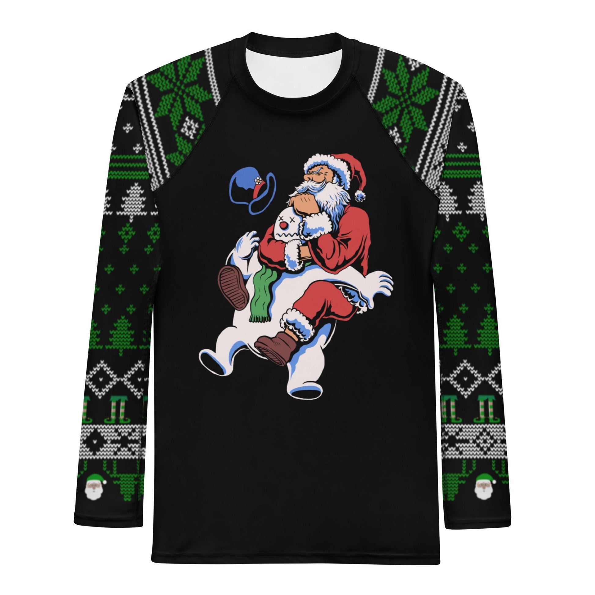 Funny Jiu Jitsu Christmas Rash Guard, Santa Rear Naked Choke Mens BJJ No Gi Top, Jiu Jitsu Christmas Gift