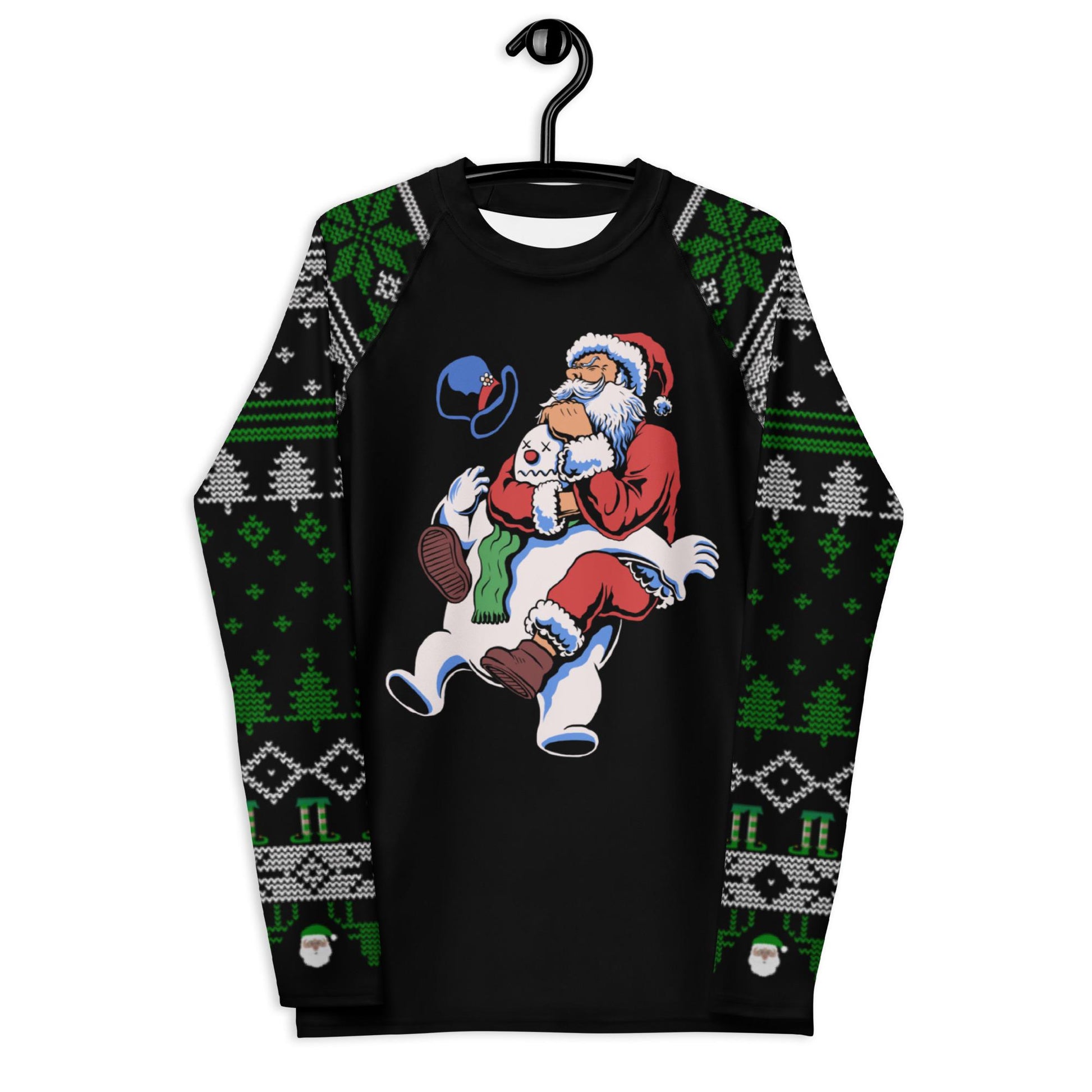 Funny Jiu Jitsu Christmas Rash Guard, Santa Rear Naked Choke Mens BJJ No Gi Top, Jiu Jitsu Christmas Gift