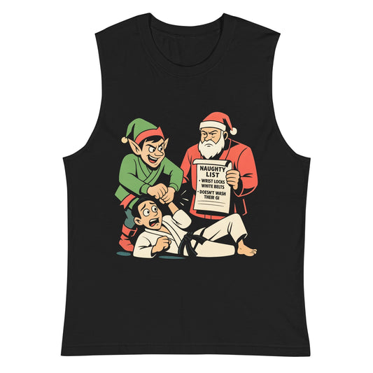 Funny Jiu Jitsu Christmas Tank Top, BJJ Wrist Lock Merry Wristmas Muscle Shirt, Jiu Jitsu Christmas Gift