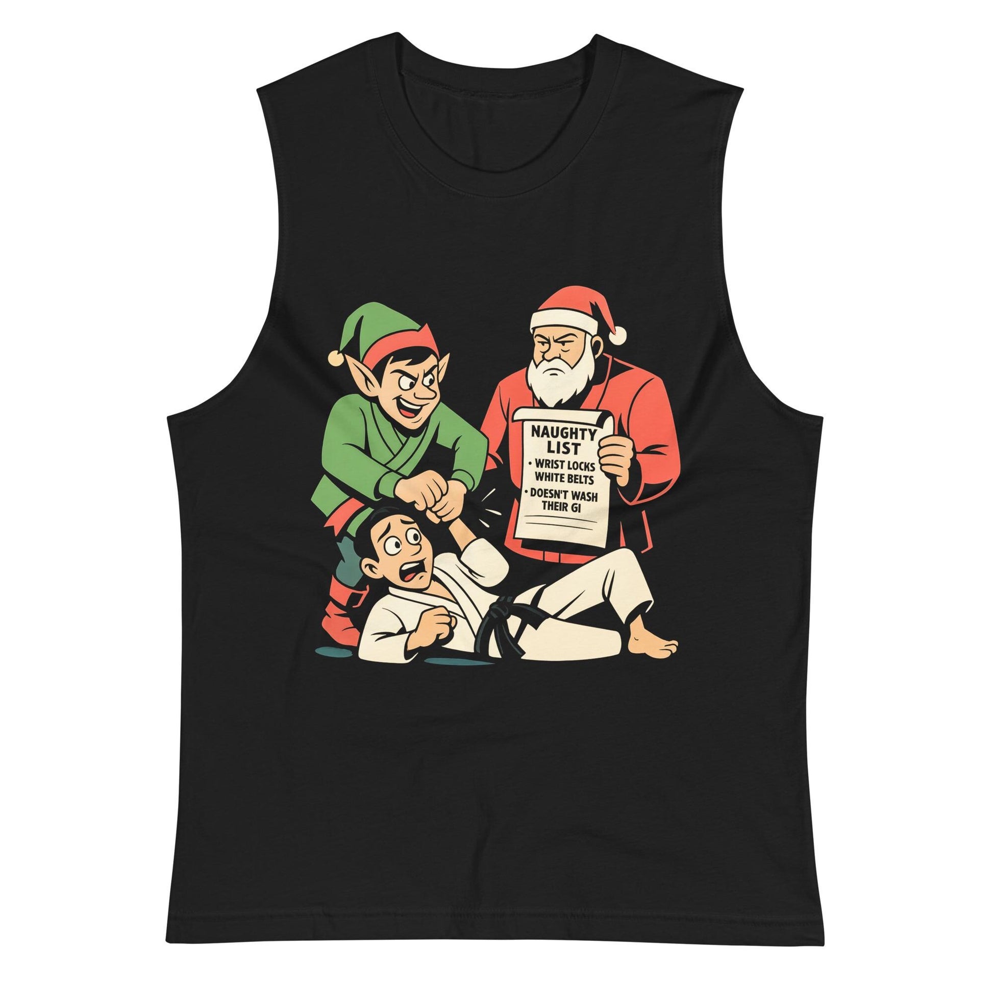 Funny Jiu Jitsu Christmas Tank Top, BJJ Wrist Lock Merry Wristmas Muscle Shirt, Jiu Jitsu Christmas Gift