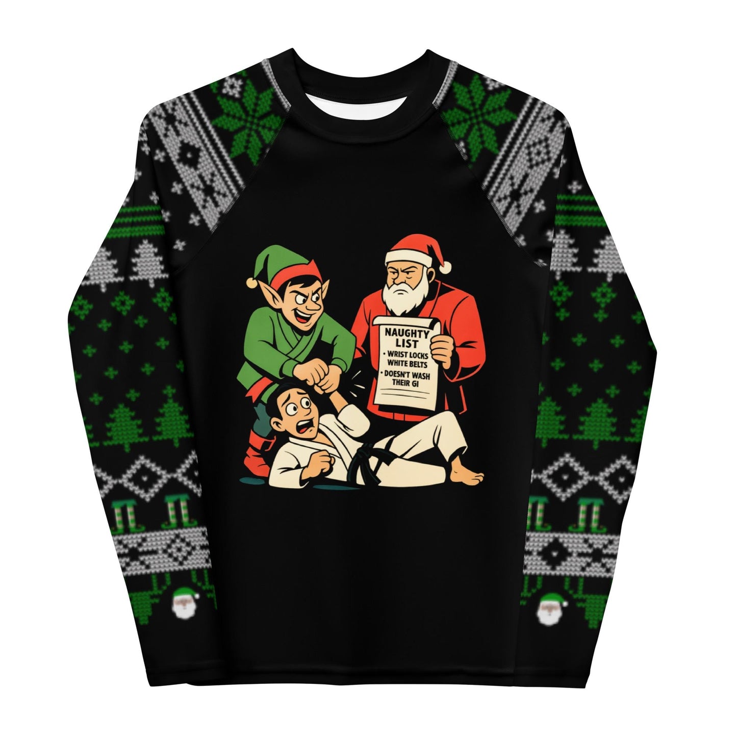 Funny Jiu Jitsu Christmas Kids Rash Guard, BJJ Merry Wristmas Youth Shirt, Jiu Jitsu Christmas Gift