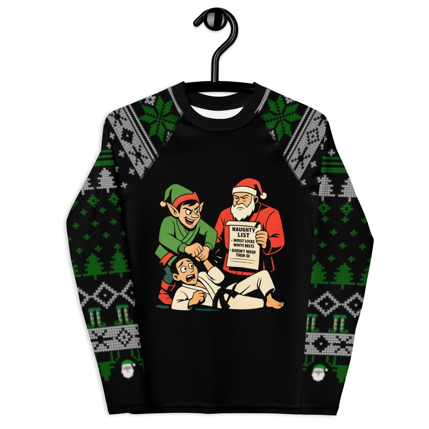 Funny Jiu Jitsu Christmas Kids Rash Guard, BJJ Merry Wristmas Youth Shirt, Jiu Jitsu Christmas Gift