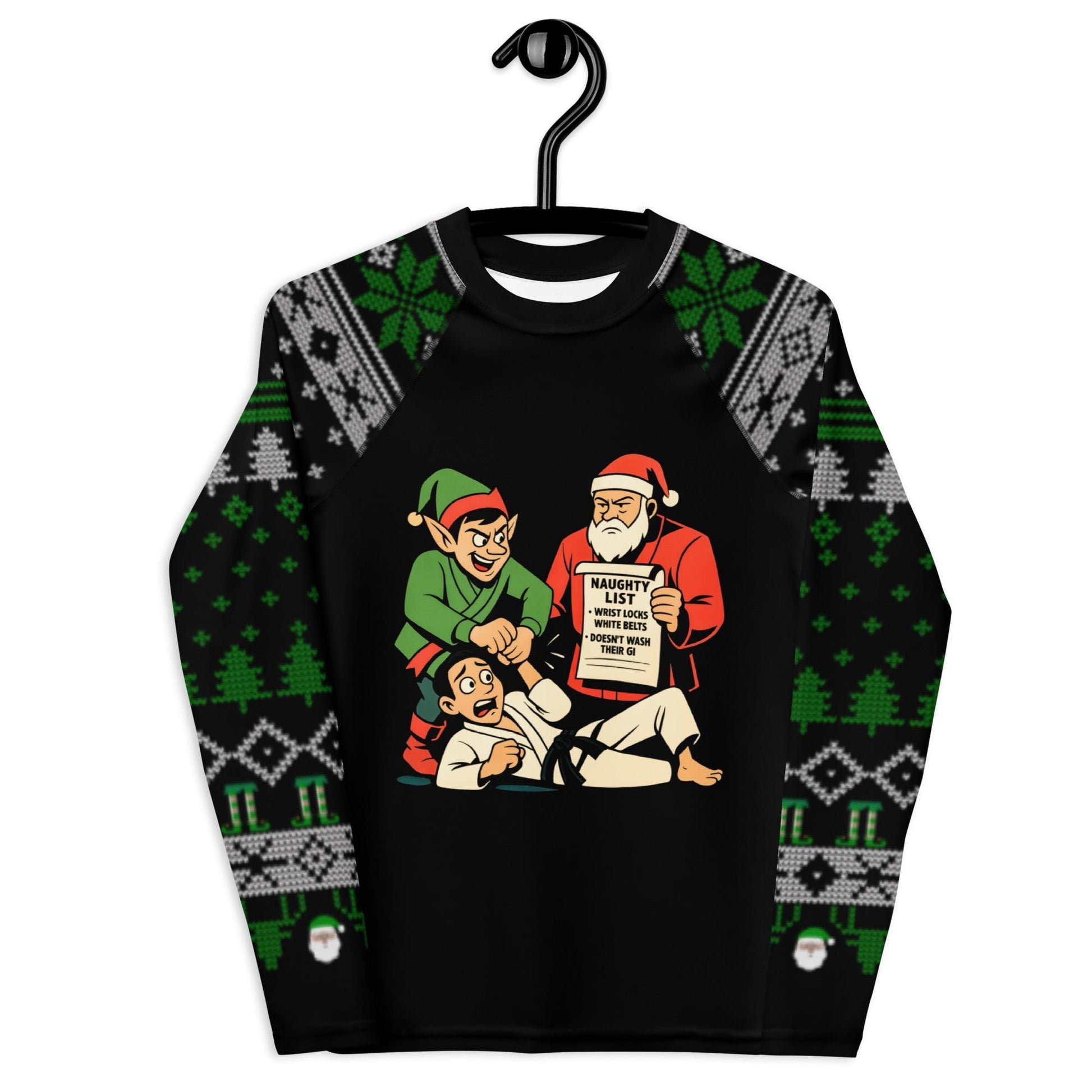 Funny Jiu Jitsu Christmas Kids Rash Guard, BJJ Merry Wristmas Youth Shirt, Jiu Jitsu Christmas Gift