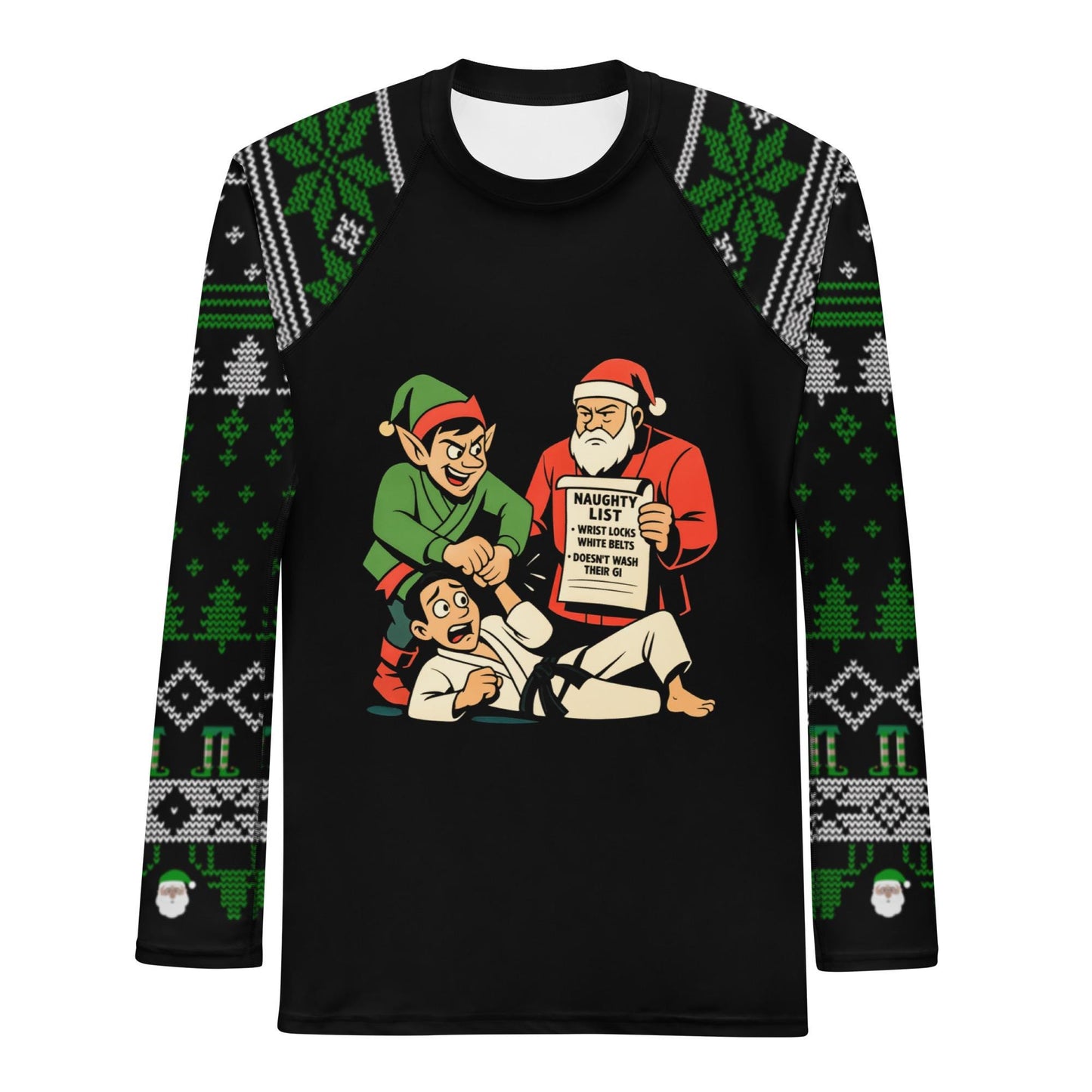 Funny Jiu Jitsu Christmas Rash Guard, BJJ Merry Wristmas Mens No Gi Top, Jiu Jitsu Christmas Gift