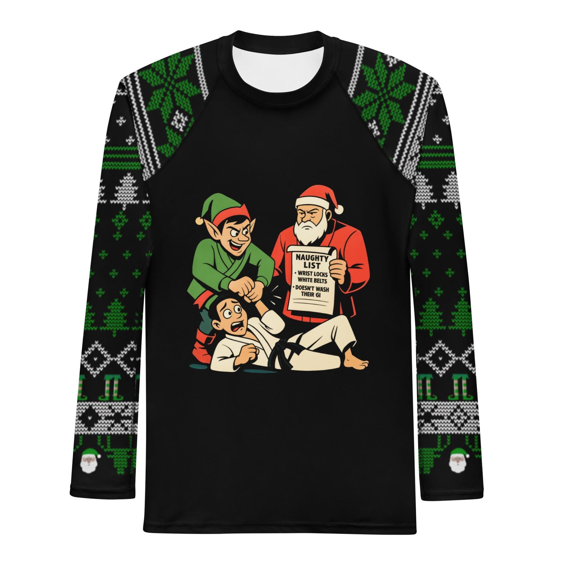 Funny Jiu Jitsu Christmas Rash Guard, BJJ Merry Wristmas Mens No Gi Top, Jiu Jitsu Christmas Gift