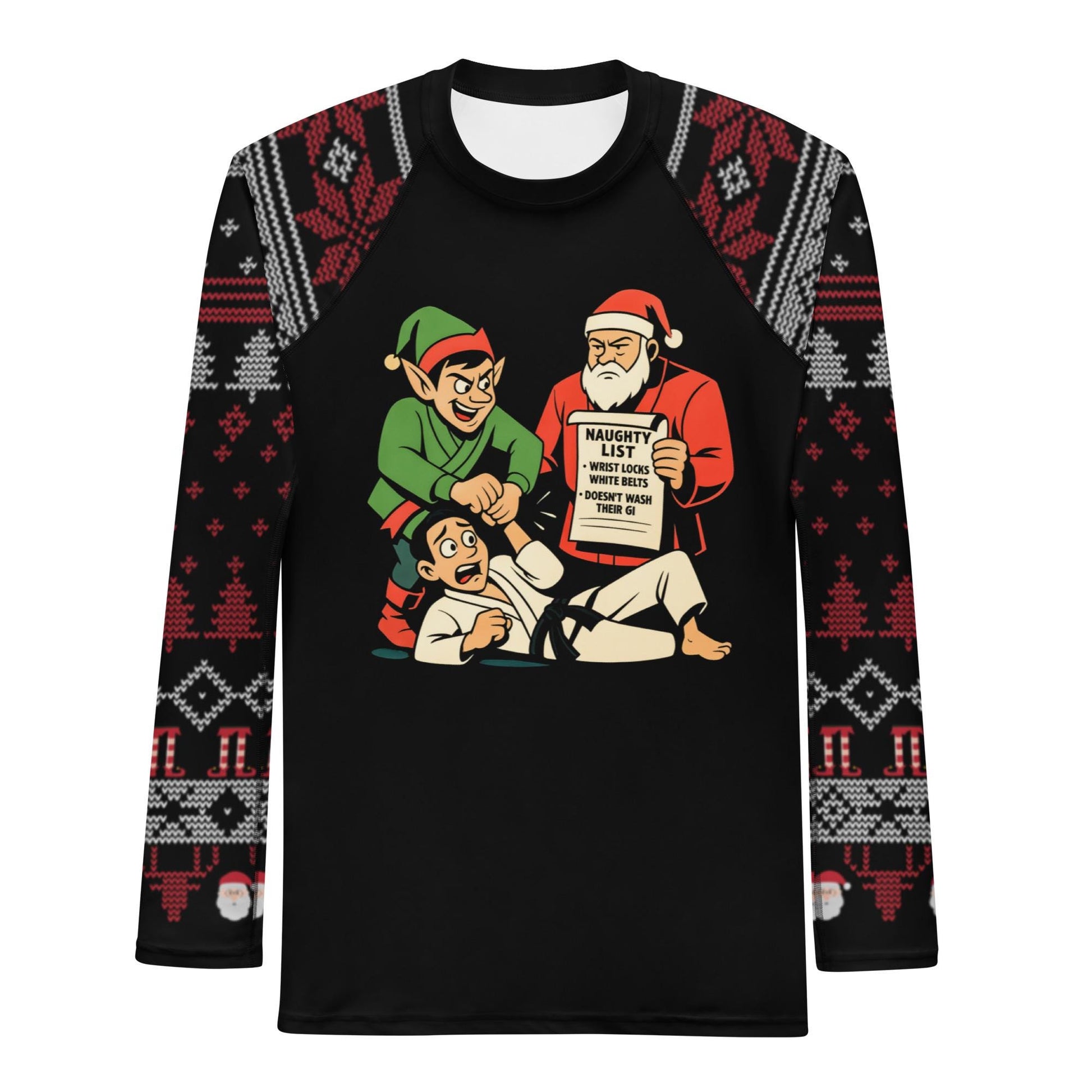 Funny Jiu Jitsu Christmas Rash Guard, BJJ Merry Wristmas Mens No Gi Top, Jiu Jitsu Christmas Gift