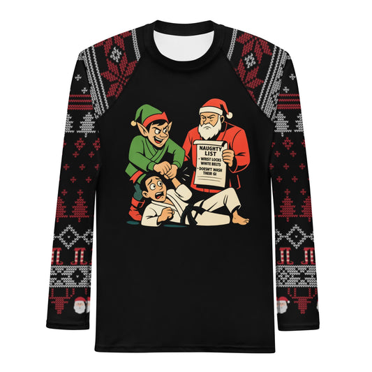 Funny Jiu Jitsu Christmas Rash Guard, BJJ Merry Wristmas Mens No Gi Top, Jiu Jitsu Christmas Gift