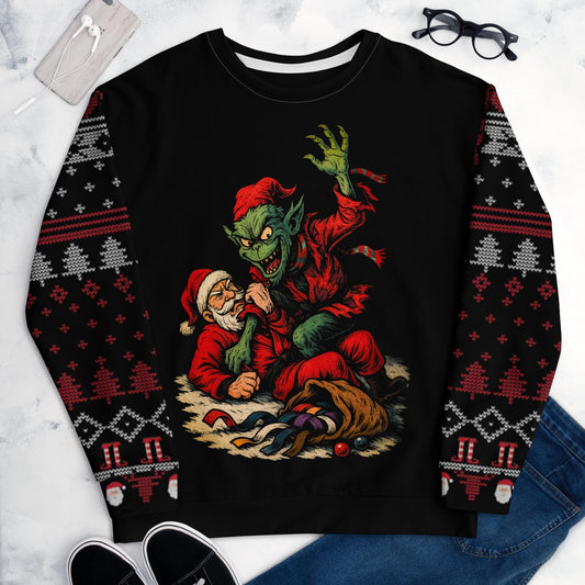 Funny Jiu Jitsu Christmas Sweater, Sinch Stole Jitsmas BJJ Ugly Christmas Sweatshirt, Jiu Jitsu Christmas Gift