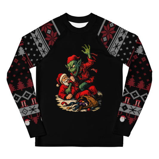 Funny Jiu Jitsu Christmas Kids Rash Guard, Sinch Stole Jitsmas Youth BJJ Shirt, Jiu Jitsu Christmas Gift
