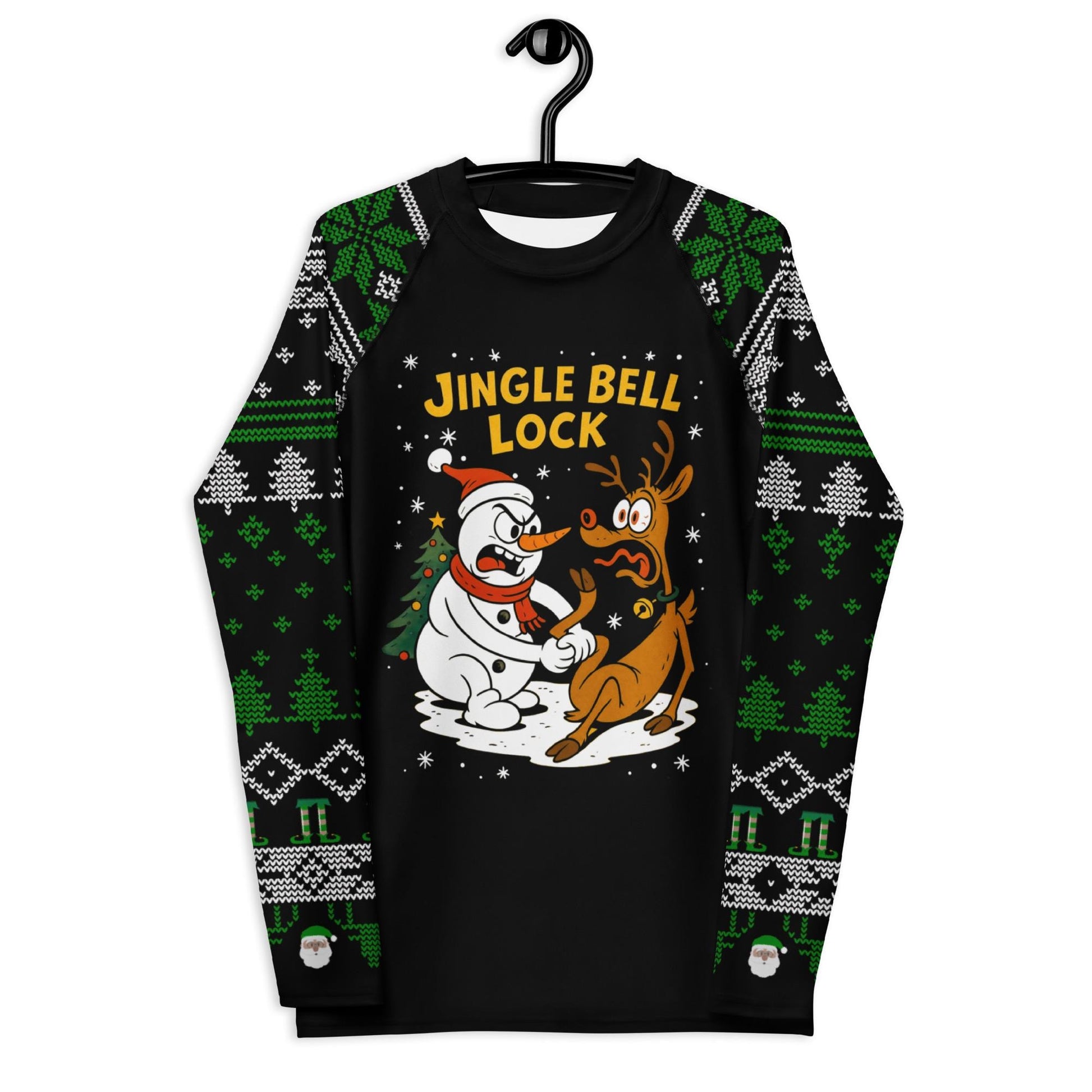 Funny Jiu Jitsu Christmas Rash Guard, Jingle Bell Lock Mens BJJ No Gi Top, Jiu Jitsu Christmas Gift