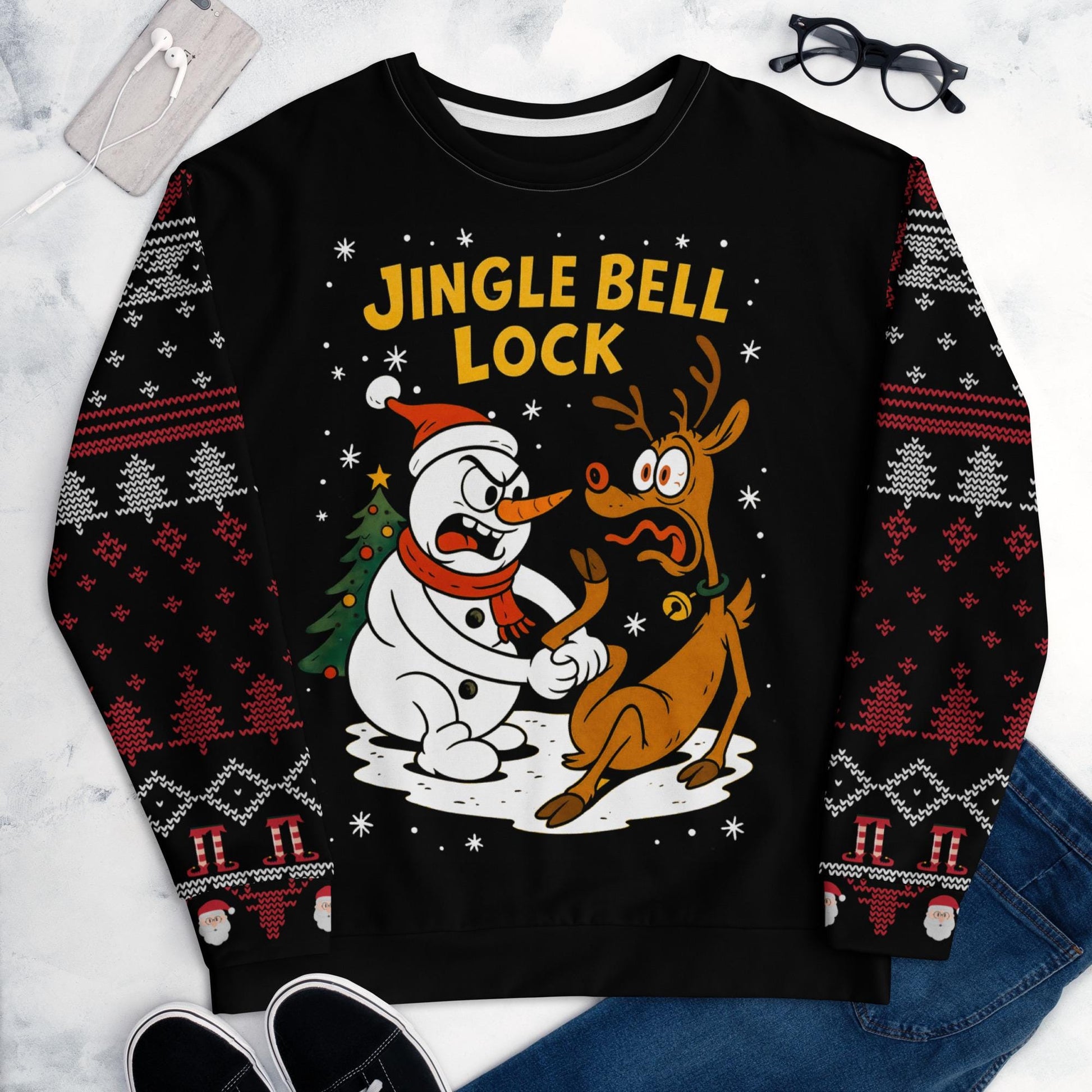 Funny Jiu Jitsu Ugly Christmas Sweater, Jingle Bell Lock BJJ Christmas Sweatshirt, Jiu Jitsu Christmas Gift