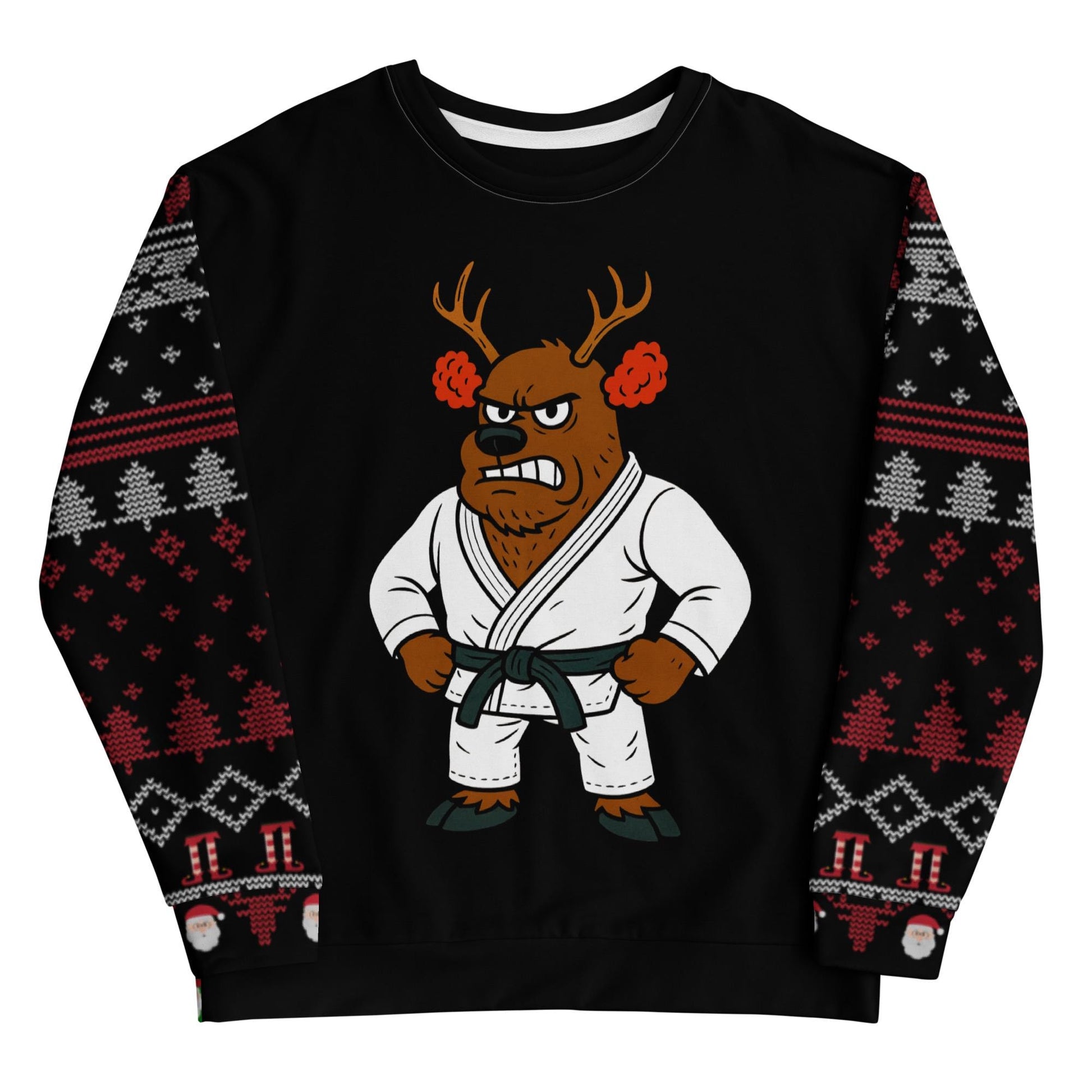 Funny Jiu Jitsu Christmas Sweater, Cauliflower Ear Reindeer BJJ Ugly Christmas Sweatshirt, Jiu Jitsu Christmas Gift