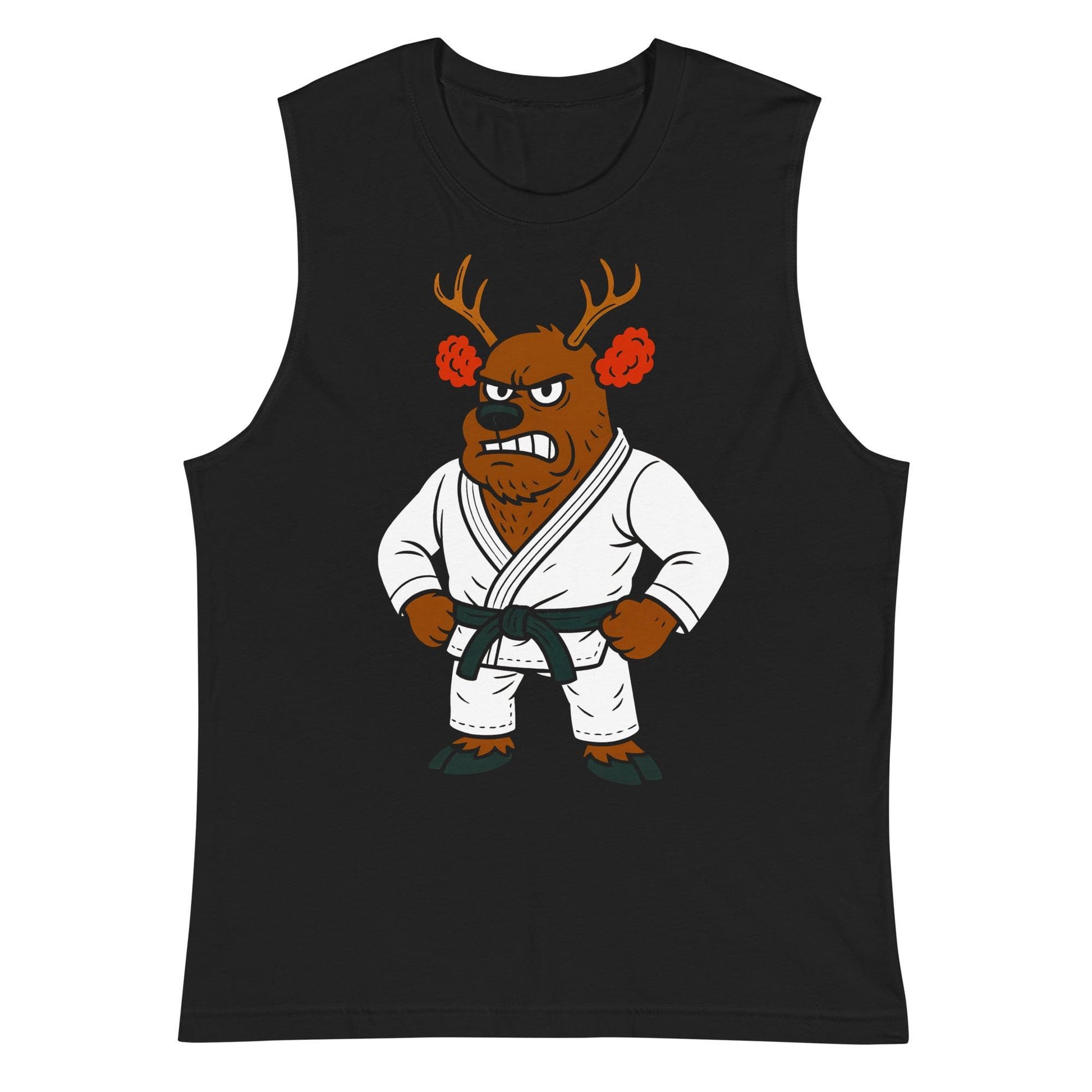 Funny Jiu Jitsu Christmas Tank Top, Cauliflower Ear Reindeer BJJ Muscle Shirt, Jiu Jitsu Christmas Gift