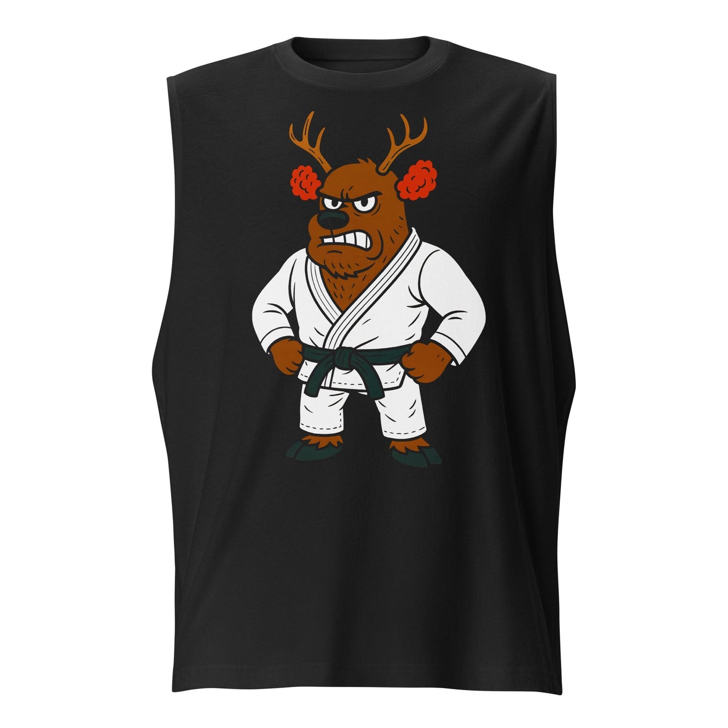 Funny Jiu Jitsu Christmas Tank Top, Cauliflower Ear Reindeer BJJ Muscle Shirt, Jiu Jitsu Christmas Gift