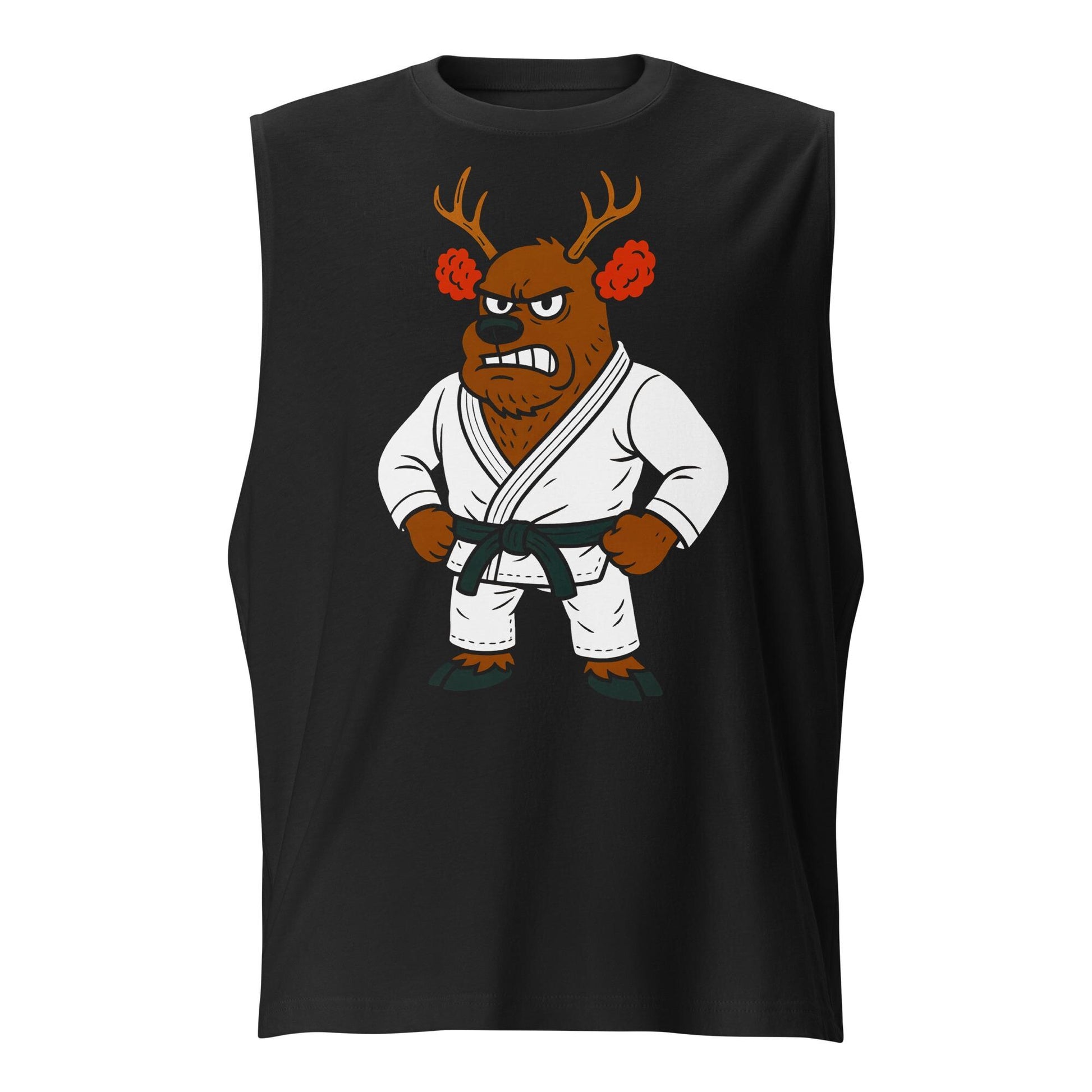 Funny Jiu Jitsu Christmas Tank Top, Cauliflower Ear Reindeer BJJ Muscle Shirt, Jiu Jitsu Christmas Gift