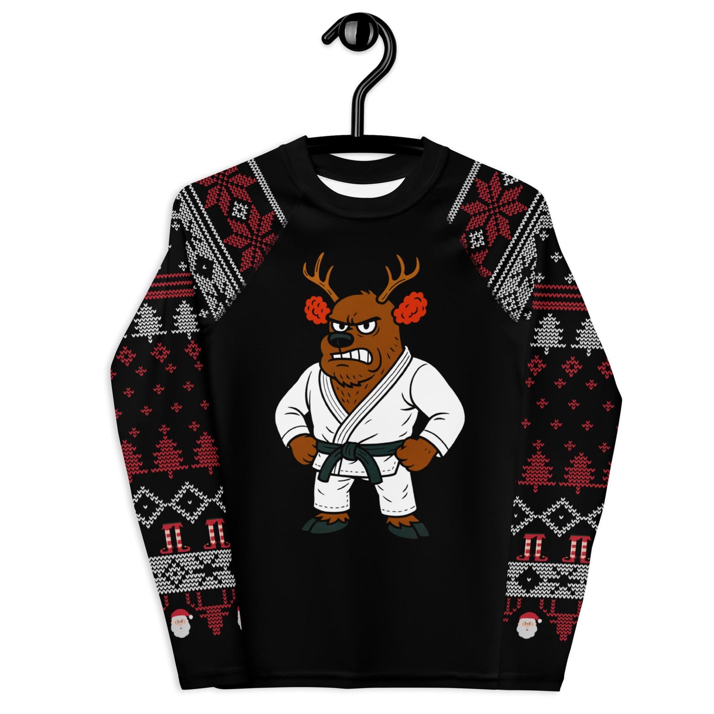 Funny Jiu Jitsu Christmas Kids Rash Guard, Cauliflower Ear Reindeer Youth BJJ Shirt, Jiu Jitsu Christmas Gift