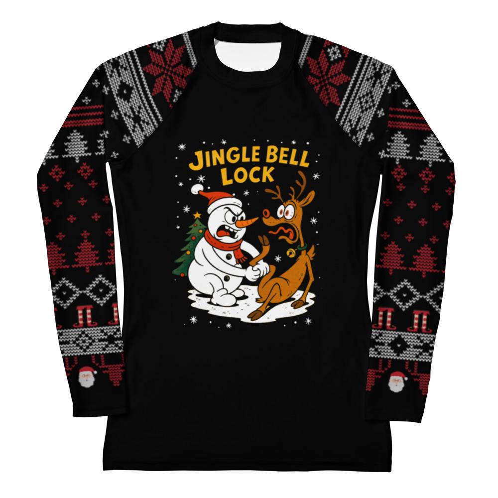 Funny Jiu Jitsu Christmas Rash Guard, Jingle Bell Lock Womens BJJ No Gi Top, Jiu Jitsu Christmas Gift
