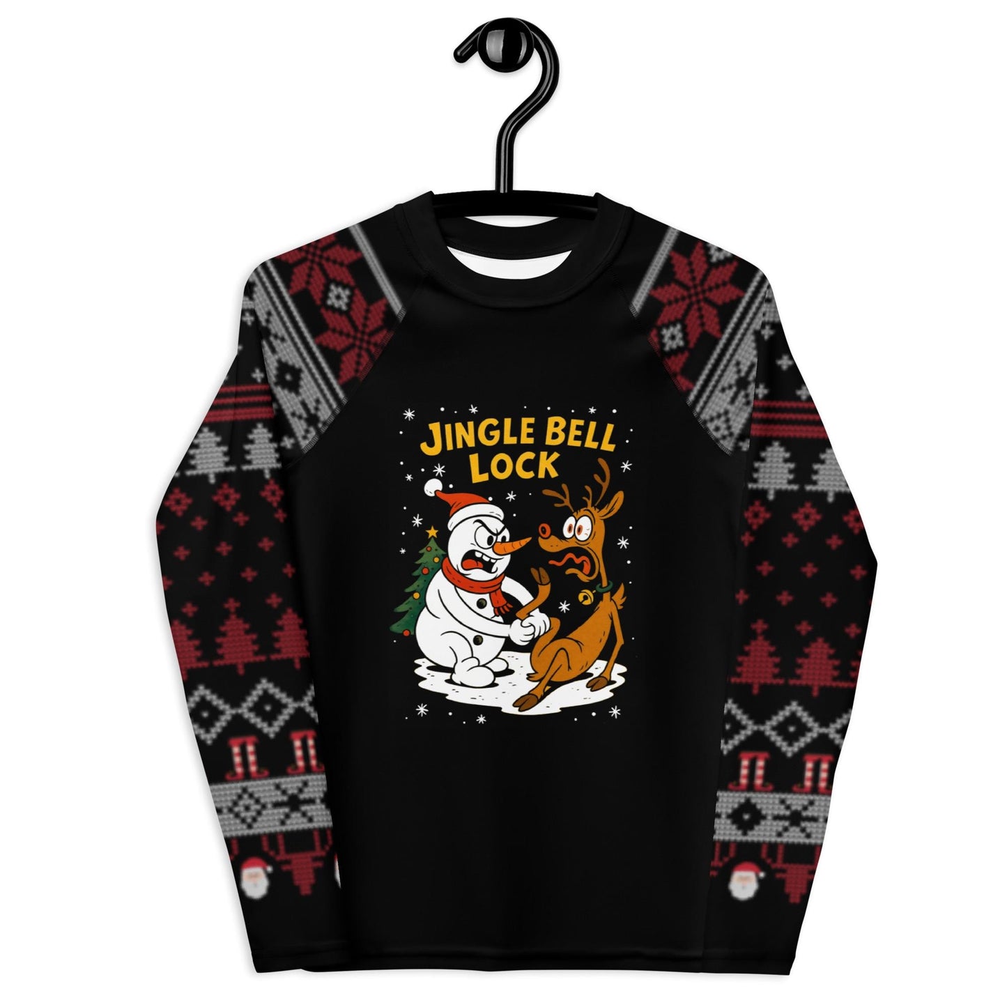 Funny Jiu Jitsu Christmas Kids Rash Guard, Jingle Bell Lock Youth BJJ Shirt, Jiu Jitsu Christmas Gift