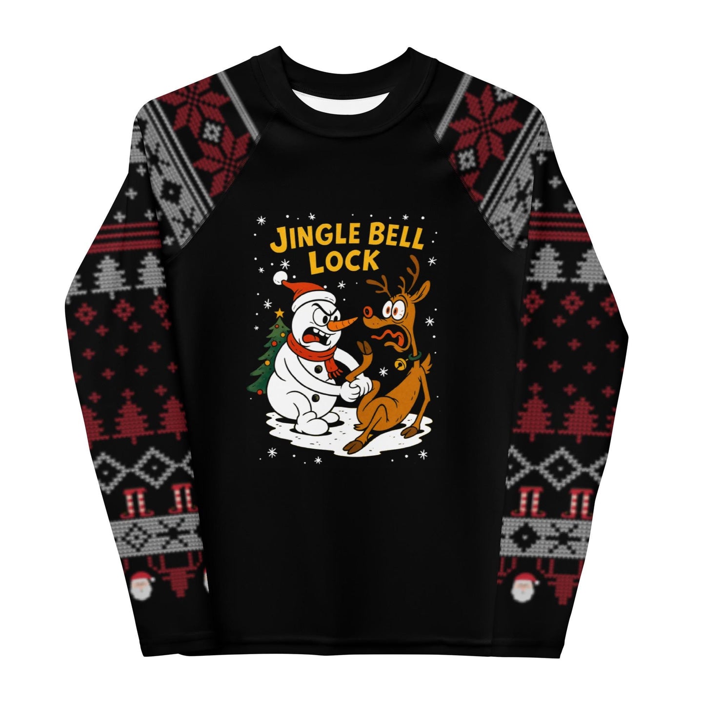 Funny Jiu Jitsu Christmas Kids Rash Guard, Jingle Bell Lock Youth BJJ Shirt, Jiu Jitsu Christmas Gift