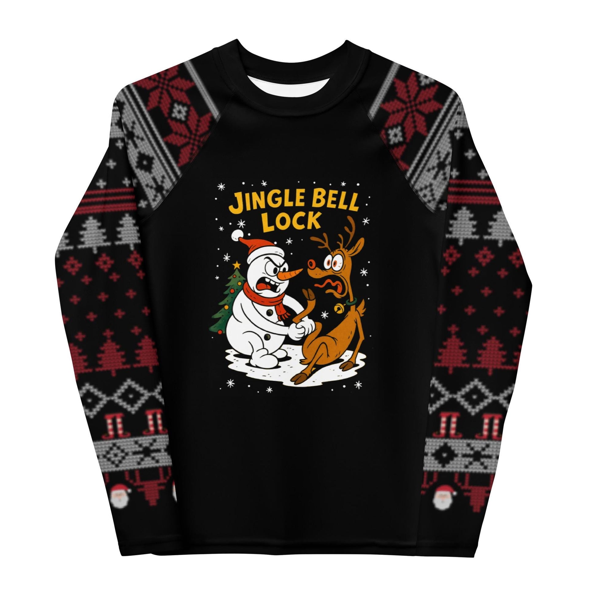 Funny Jiu Jitsu Christmas Kids Rash Guard, Jingle Bell Lock Youth BJJ Shirt, Jiu Jitsu Christmas Gift