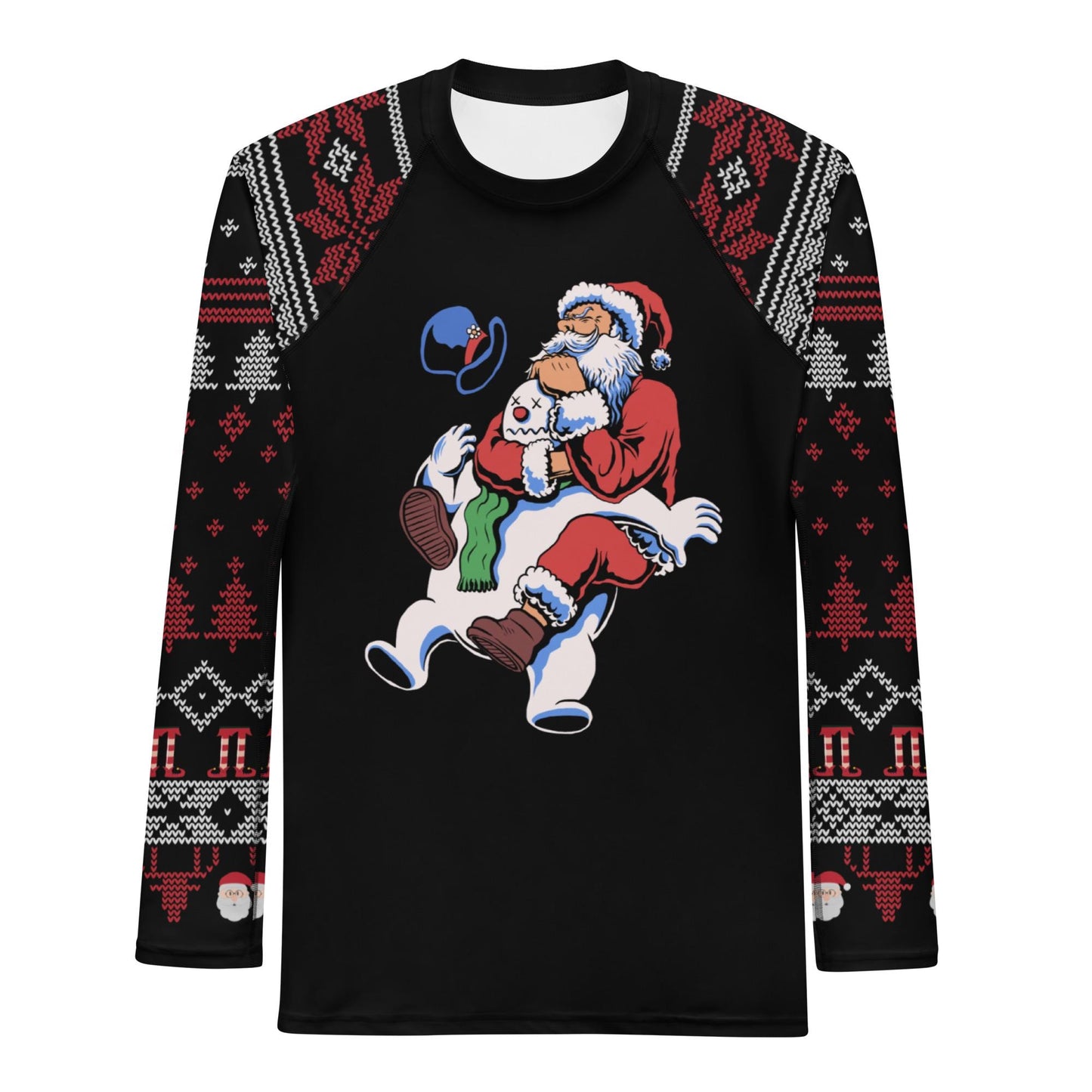 Funny Jiu Jitsu Christmas Rash Guard, Santa Rear Naked Choke Mens BJJ No Gi Top, Jiu Jitsu Christmas Gift