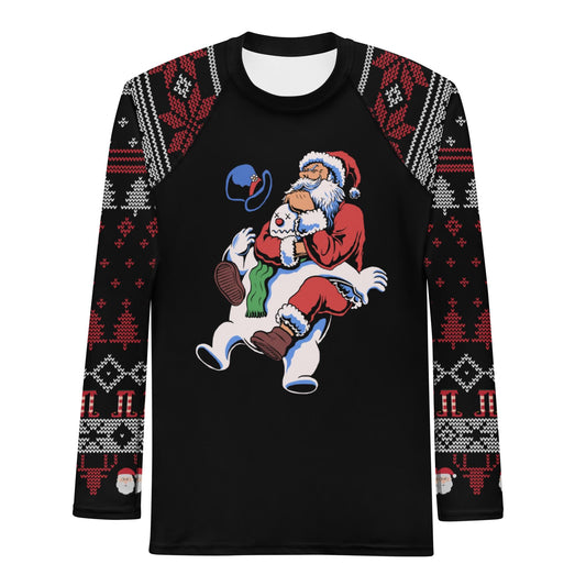 Funny Jiu Jitsu Christmas Rash Guard, Santa Rear Naked Choke Mens BJJ No Gi Top, Jiu Jitsu Christmas Gift