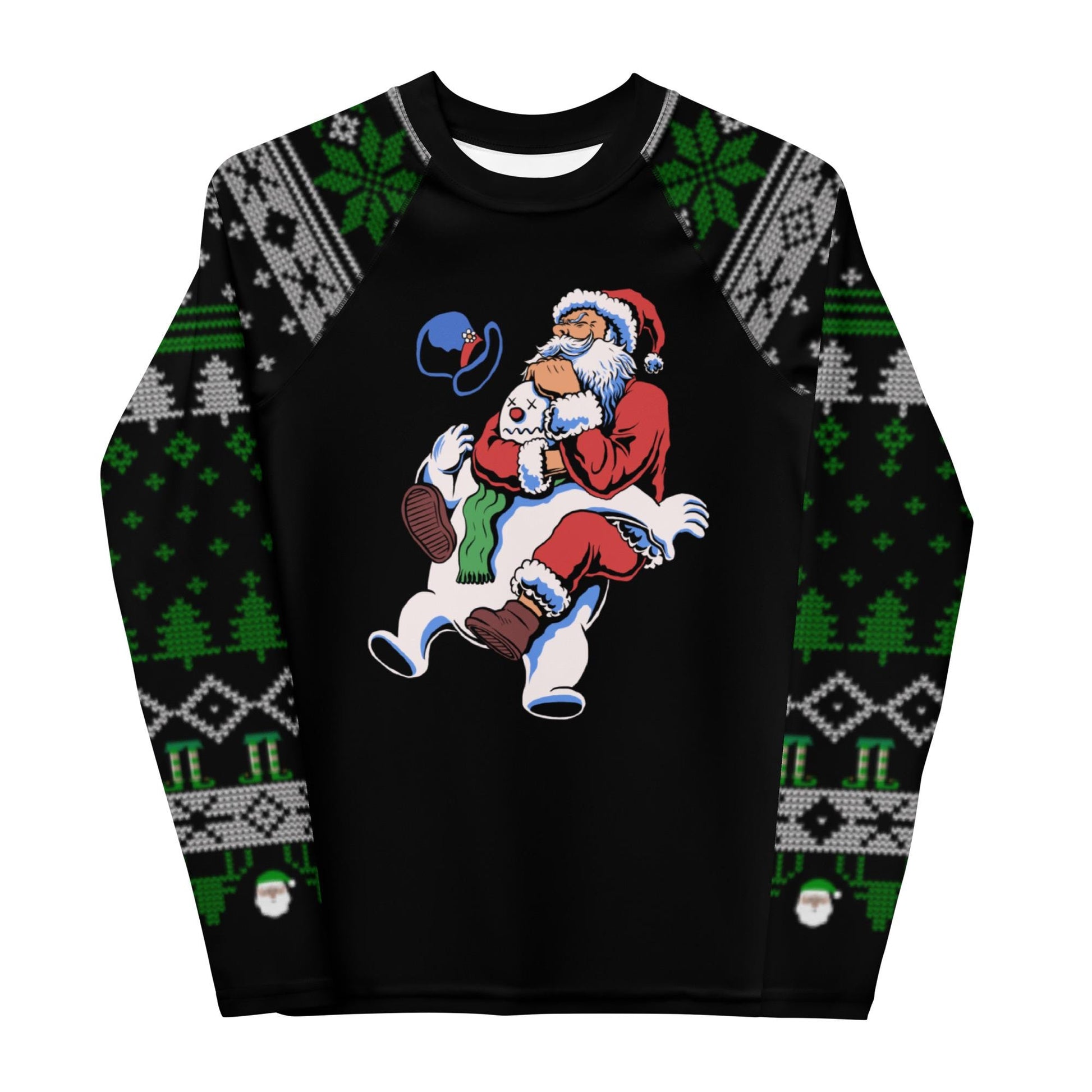 Funny Jiu Jitsu Christmas Kids Rash Guard, Santa Rear Naked Choke Youth BJJ Shirt, Jiu Jitsu Christmas Gift
