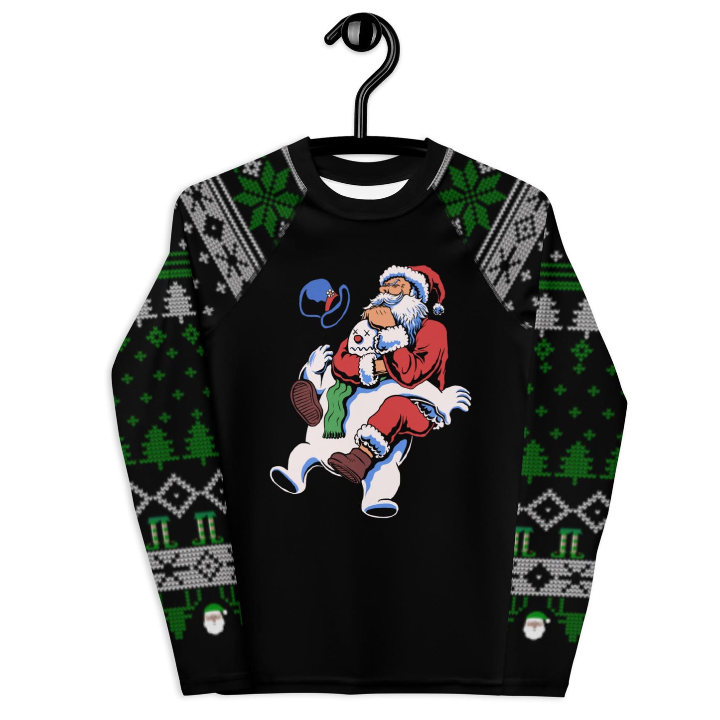 Funny Jiu Jitsu Christmas Kids Rash Guard, Santa Rear Naked Choke Youth BJJ Shirt, Jiu Jitsu Christmas Gift