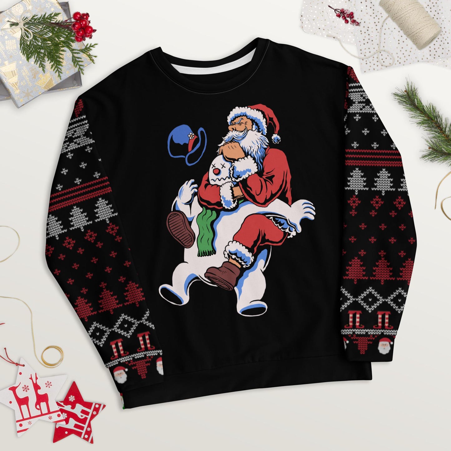 Funny Jiu Jitsu Christmas Sweater, Santa Rear Naked Choke BJJ Ugly Christmas Sweatshirt, Jiu Jitsu Christmas Gift