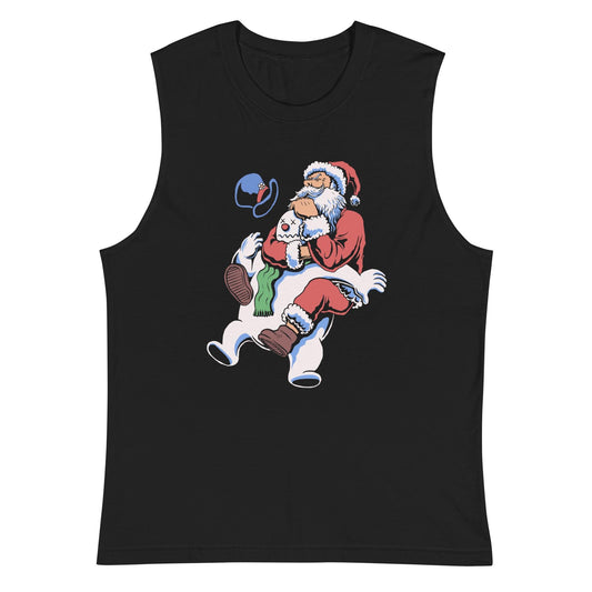 Funny Jiu Jitsu Christmas Tank Top, Santa Rear Naked Choke BJJ Muscle Shirt, Jiu Jitsu Christmas Gift