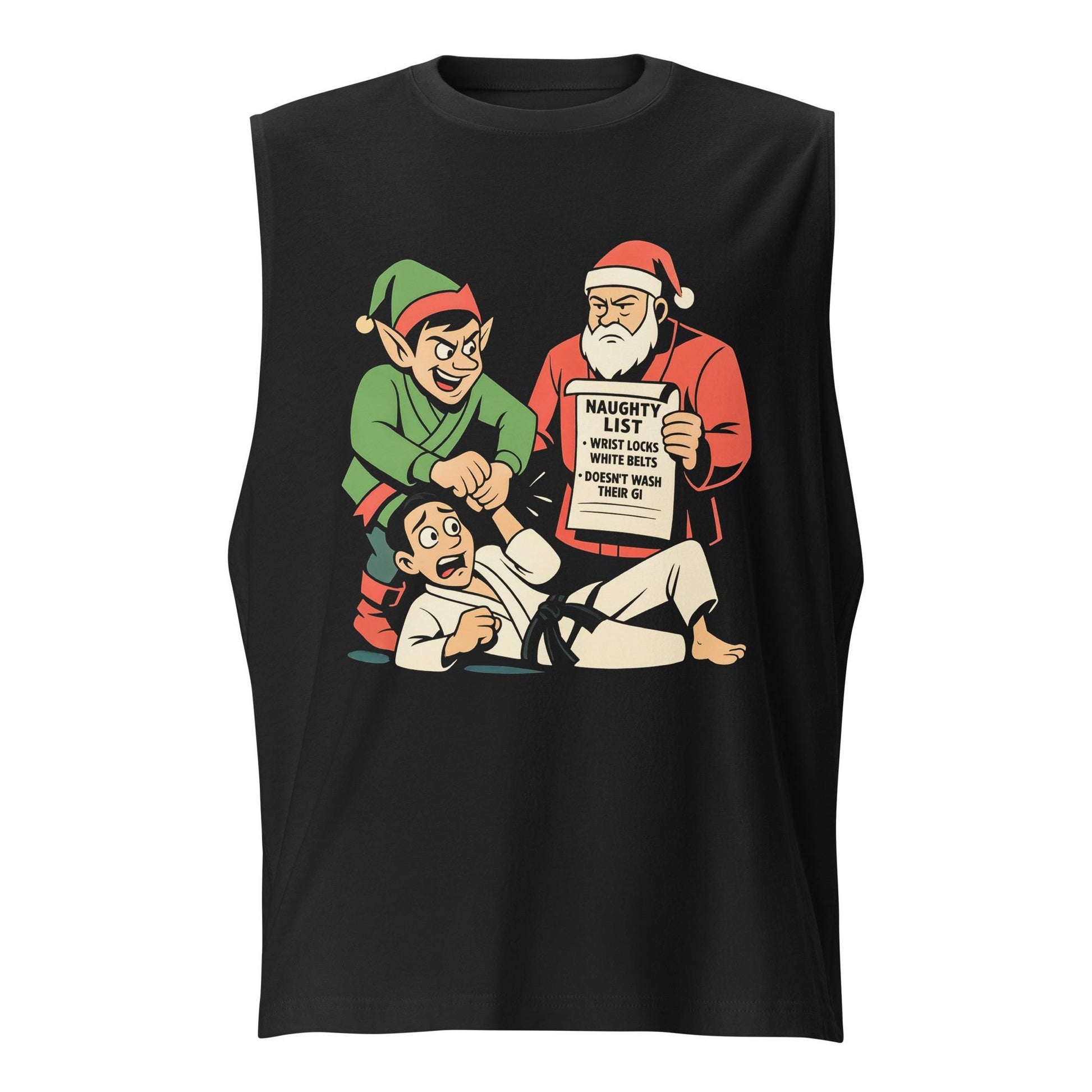Funny Jiu Jitsu Christmas Tank Top, BJJ Wrist Lock Merry Wristmas Muscle Shirt, Jiu Jitsu Christmas Gift