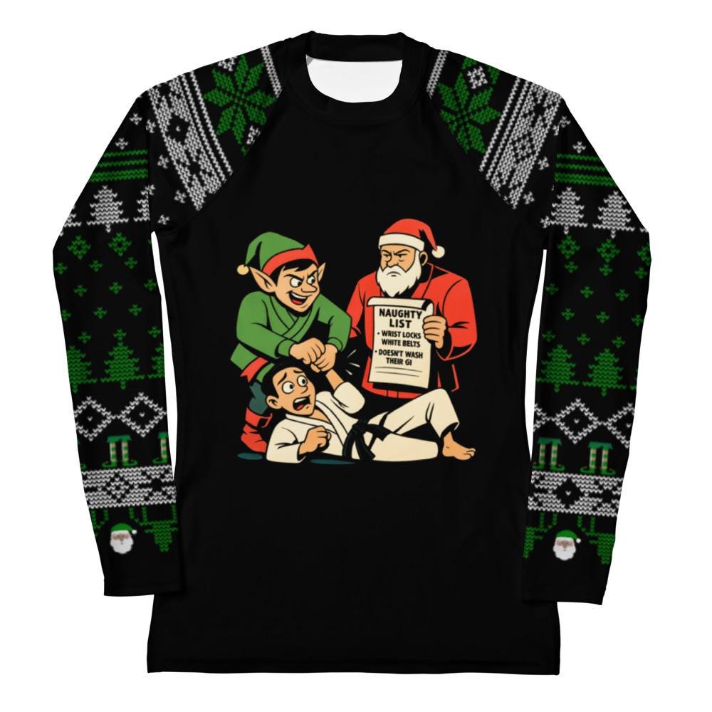 Funny Jiu Jitsu Christmas Rash Guard, BJJ Merry Wristmas Womens No Gi Top, Jiu Jitsu Christmas Gift