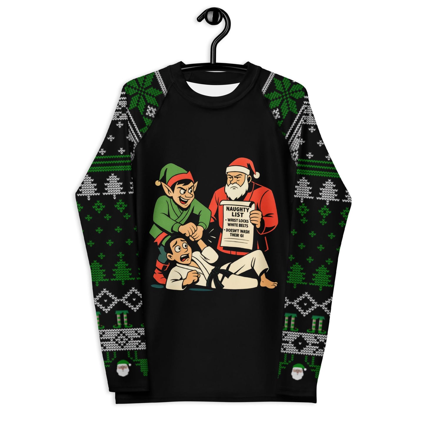 Funny Jiu Jitsu Christmas Rash Guard, BJJ Merry Wristmas Mens No Gi Top, Jiu Jitsu Christmas Gift